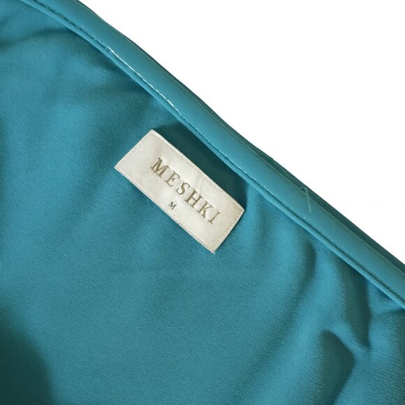 Meshki Tyler Strapless Satin Midi Dress - Cyan Blue - Size Medium - Picture 6 of 7